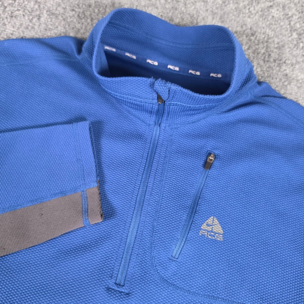 Nike ACG Pullover‎ Mens XL Blue 1/4 Zip Textured NikeFIT DRY Hiking Top